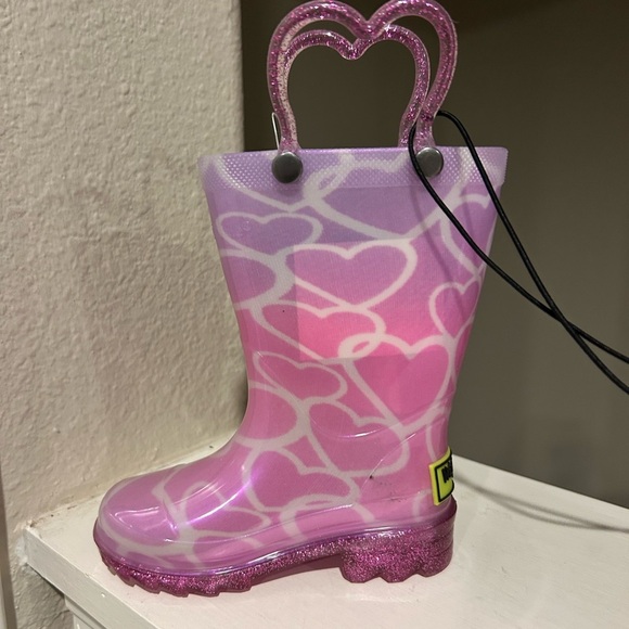 Western Chief Sparkle Heart Light Up Waterproof Rain Boots Pink Girls US 5C - Picture 3 of 10
